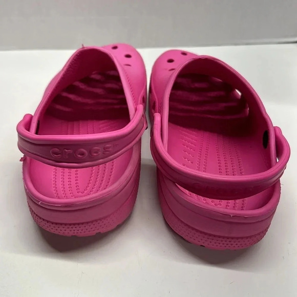 Crocs Slip On Mules Classic Shoes Sandals Rubber Hot Pink Men's Size 11 - Picture 4 of 8
